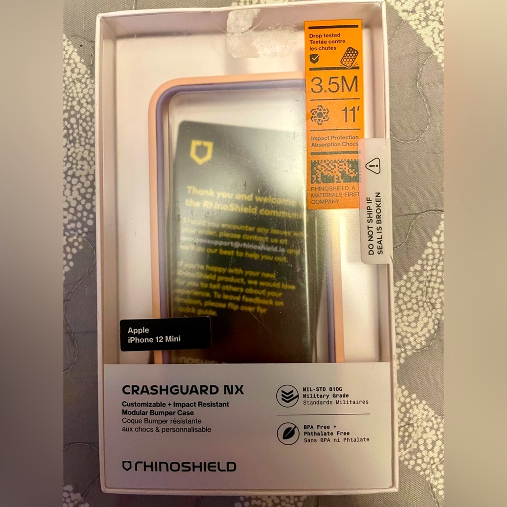RhinoShield CrashGuard NX Cell Phone Case for Apple iPhone 12 Mini. Pink/Purple